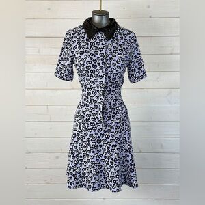 Sandro Lilac & Black Love Heart Leopard Print Dress